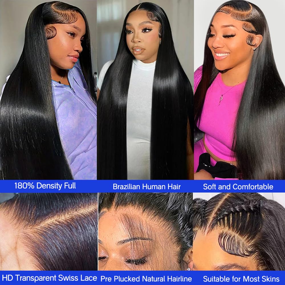 Straight Lace Front Wigs Human Hair 180% Density 13x4 HD Lace Front Wigs Natural HairLine
