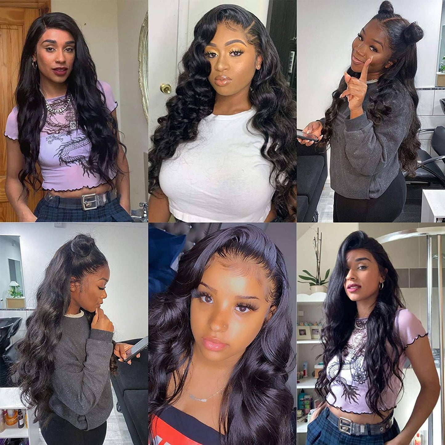 Body Wave 4 Pcs Hair Bundles with Lace Closure Virgin Human Hair Natural Black Color