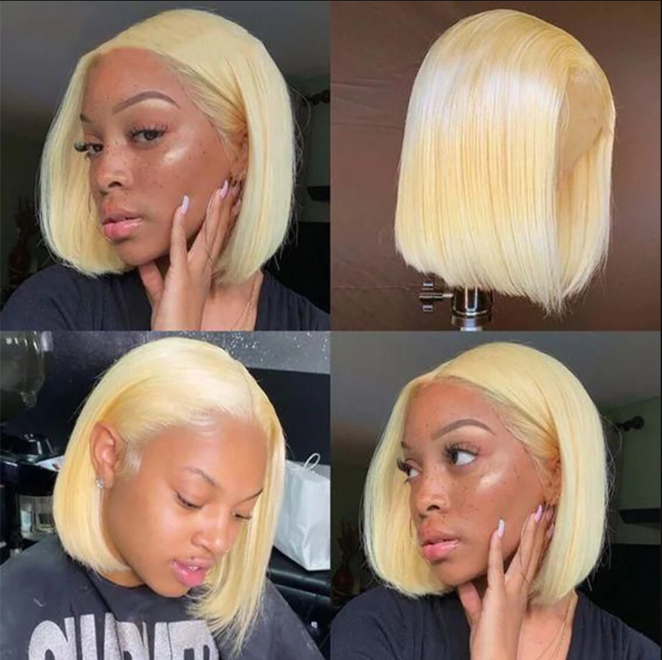 613 Blonde Bob Wig Human Hair 13x4 HD Transparent Lace Front Wigs Human Hair Pre Plucked With Baby Hair Bob Wig
