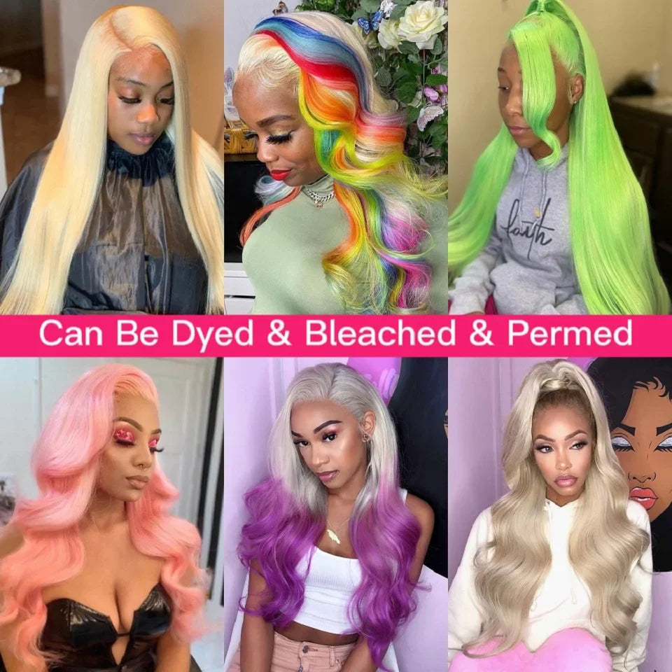 QT 14A #613 Blonde Straight Hair 4 Bundles with Lace Frontal Platinum Blonde Human Hair