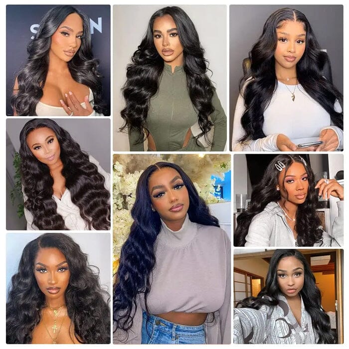 Malaysian Hair Weave 13x4 Transparent Lace Frontal with 3 Bundles Body Wave