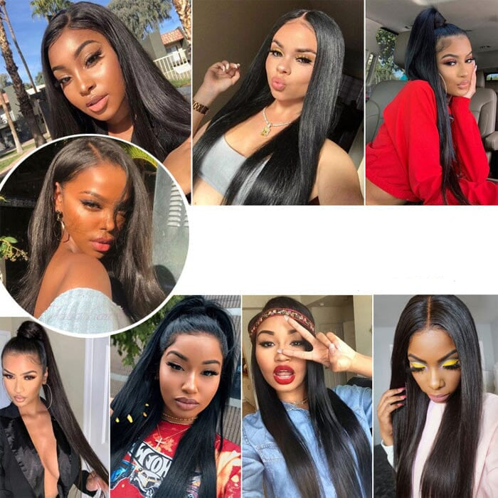Silky Straight Virgin Human Hair Weave 3 Bundles Deals Natural Color