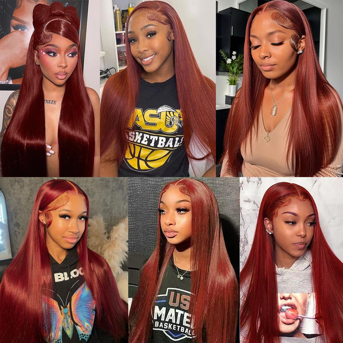 Reddish Brown Lace Front Wigs Human Hair Straight 13x4 HD Lace Front Wigs Human Hair Pre Plucked