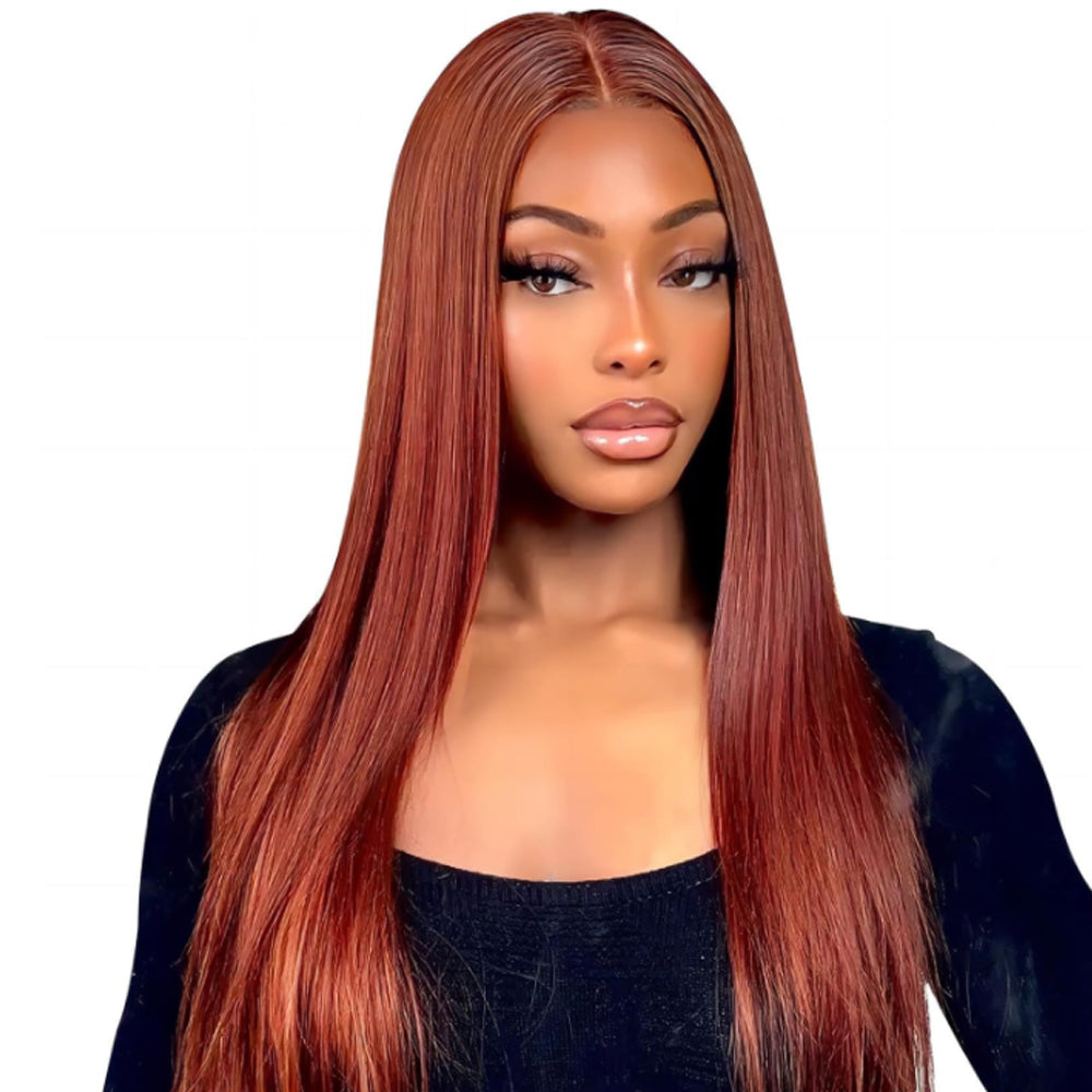Reddish Brown Lace Front Wigs Human Hair Straight 13x4 HD Lace Front Wigs Human Hair Pre Plucked