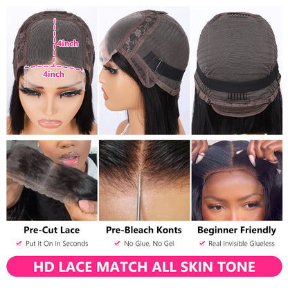 12A Bone Hair 4x4 Lace Bob Wigs Short Straight 100% Human Virgin Hair Wigs