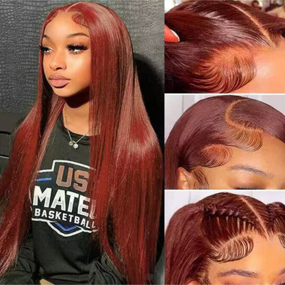 Reddish Brown Lace Front Wigs Human Hair Straight 13x4 HD Lace Front Wigs Human Hair Pre Plucked