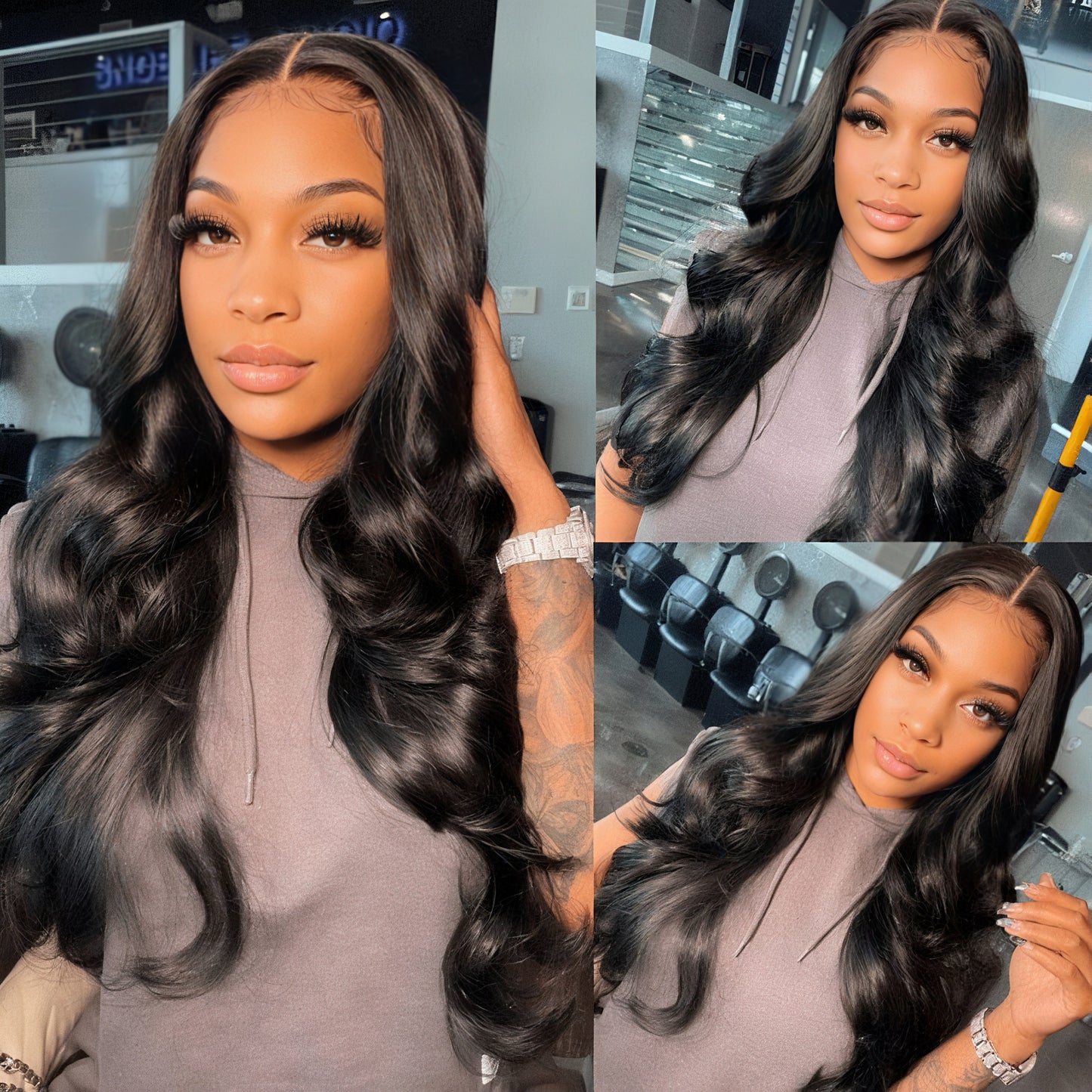 Body Wave Human Hair Weave 3 Bundles with Lace Frontal Ear to Ear