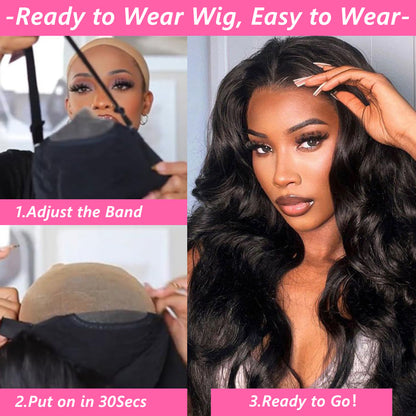Wear and Go 8x5 Lace Closure Glueless Wigs Human Hair Pre Cut Body Wave Lace Front Wigs