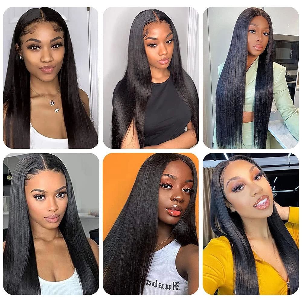 Straight Lace Front Wigs Human Hair for Women 4x4 HD Transparent Lace Closure Wigs