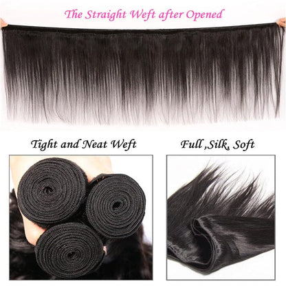 Peruvian Virgin Human Hair 3 Bundles Straight Hair with 4*4 Lace Closure with Baby Hair