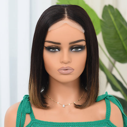 Ombre 1B/30 Highlight Lace Closure Short Bob 13x4 Lace Front Human Hair Wig
