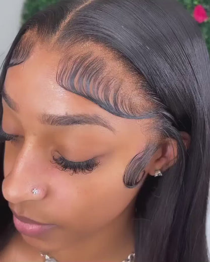 QT Hair Brazilian Virgin Straight Human Hair Bundles with Lace Frontal Closure