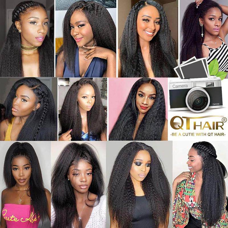 Brazilian Kinky Straight Human Hair 3 Bundles Deals Virgin Hair Weave Extensions