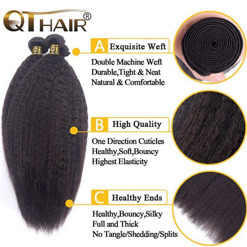 Brazilian Kinky Straight Human Hair 3 Bundles Deals Virgin Hair Weave Extensions