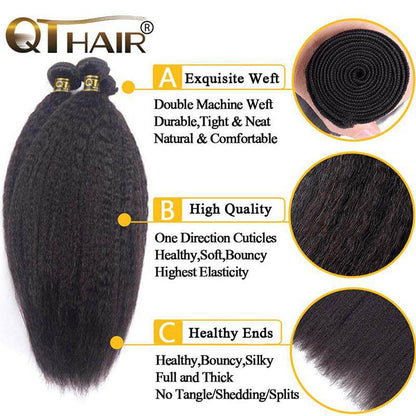 Brazilian Kinky Straight Human Hair 3 Bundles Deals Virgin Hair Weave Extensions