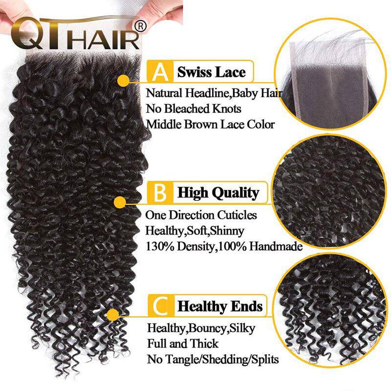 QT Hair Brazilian Jerry Curly Virgin Human Hair Bundles with Lace Closure or Frontal