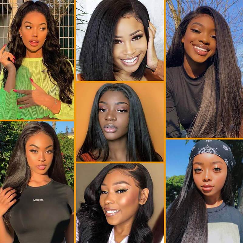 QT Hair Brazilian Virgin Straight Human Hair Bundles with Lace Frontal Closure