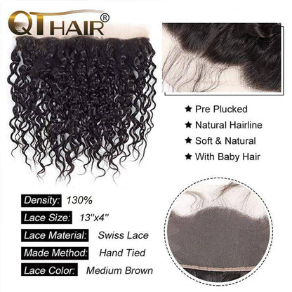 Water Wave Bundles With Frontal Closure Wet And Wavy 100% Unprocessed Brazilian Virgin Human Hair