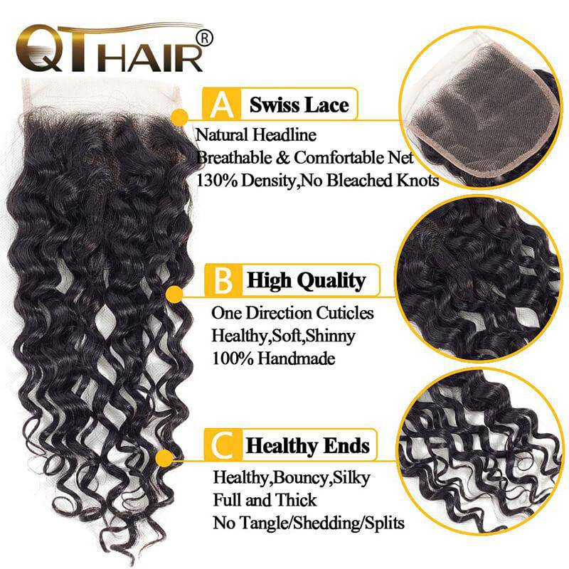 Water Wave Bundles With Frontal Closure Wet And Wavy 100% Unprocessed Brazilian Virgin Human Hair