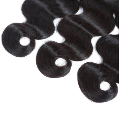 Body Wave Human Hair Weave 3 Bundles with Lace Frontal Ear to Ear