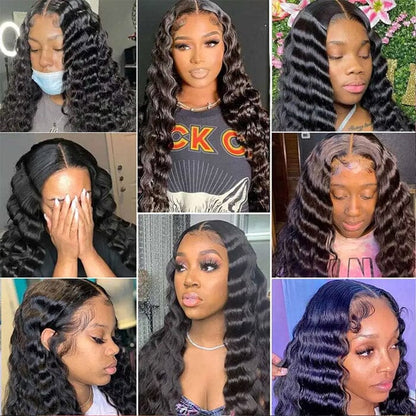 Peruvian Loose Deep Wave Human Hair 3 Bundles with 13x4 Transparent Lace Frontal