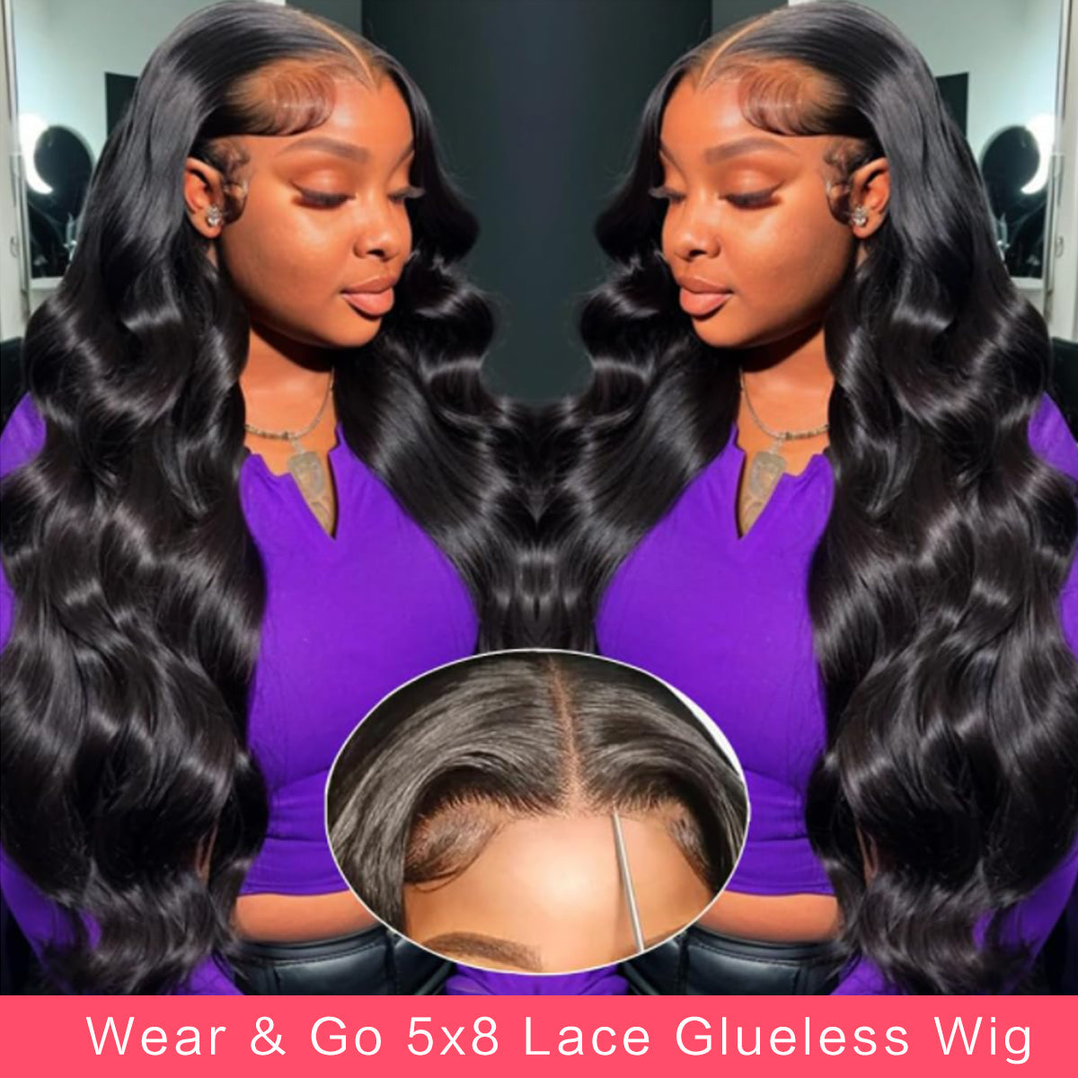 Wear and Go 8x5 Lace Closure Glueless Wigs Human Hair Pre Cut Body Wave Lace Front Wigs
