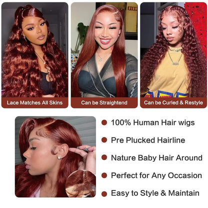 Reddish Brown Lace Front Wigs Human Hair 13x4 Body Wave Wigs Human Hair Wig