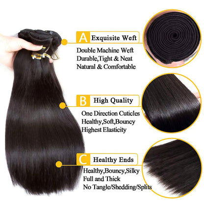 14A Straight Virgin Human Hair Weave Extensions 4 Bundles Deals