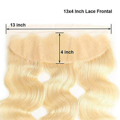 613 Honey Blonde Color Human Hair 3 Bundles with 13x4 Lace Frontal Body Wave