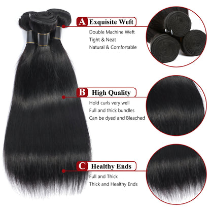 14A Straight Hair Human Hair Bundles 100% Unprocessed Virgin Straight Human Hair Weave 3 Bundles Hair