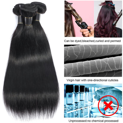14A Straight Hair Human Hair Bundles 100% Unprocessed Virgin Straight Human Hair Weave 3 Bundles Hair