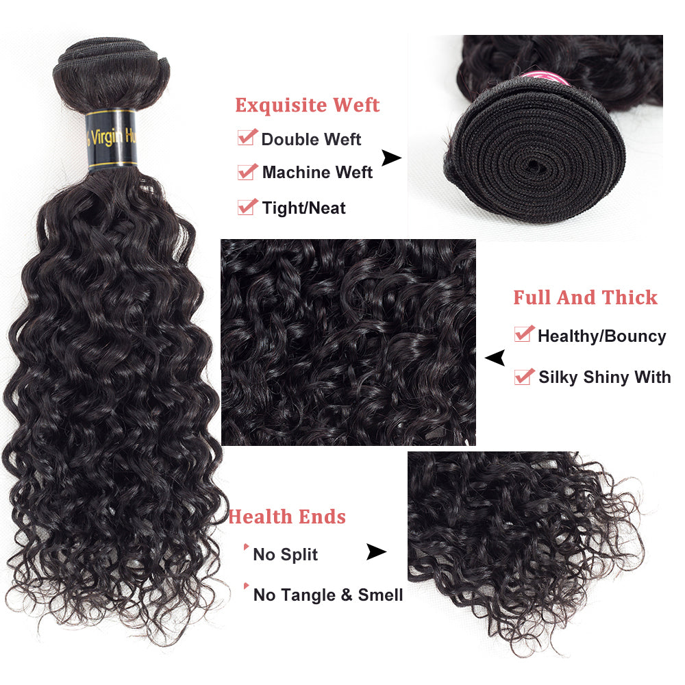 Water Wave Bundles Human Hair Curly Bundles 14A Brazilian Virgin Human Hair 3 Bundles