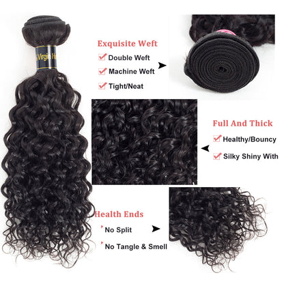 Water Wave Bundles Human Hair Curly Bundles 14A Brazilian Virgin Human Hair 3 Bundles