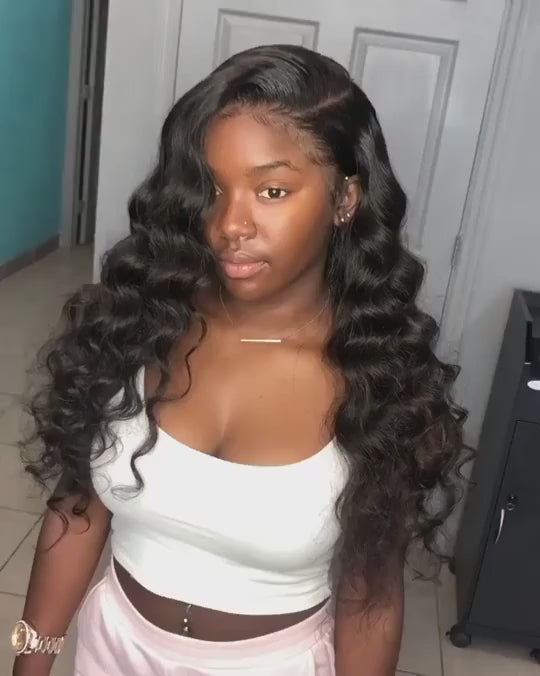 QT Hair Brazilian Loose Deep Wave Human Hair Bundles with Swiss Lace Closure