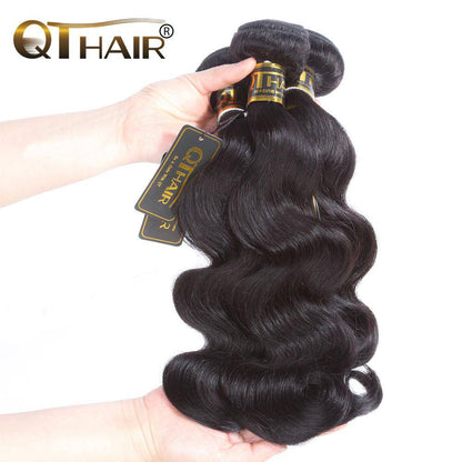 Virgin Human Hair Peruvian Body Wave Weave 3 Bundles with 13x4 Lace Frontal