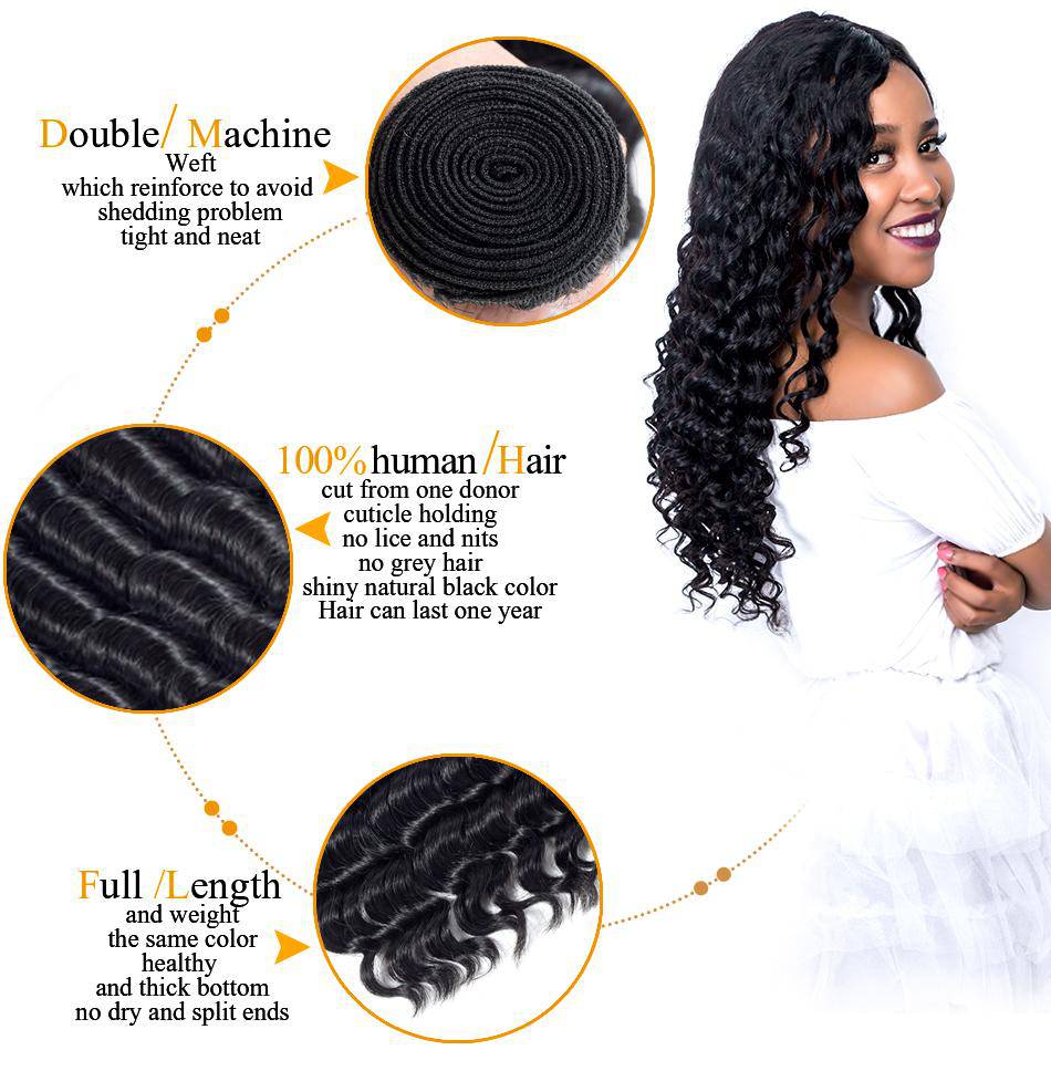 Brazilian Loose Deep Wave Remy Hair Extensions 4 Bundles 100% Human Hair