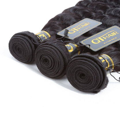 4 Bundles Loose Deep Wave 100% Unprocessed Virgin Hair Natural Black Color