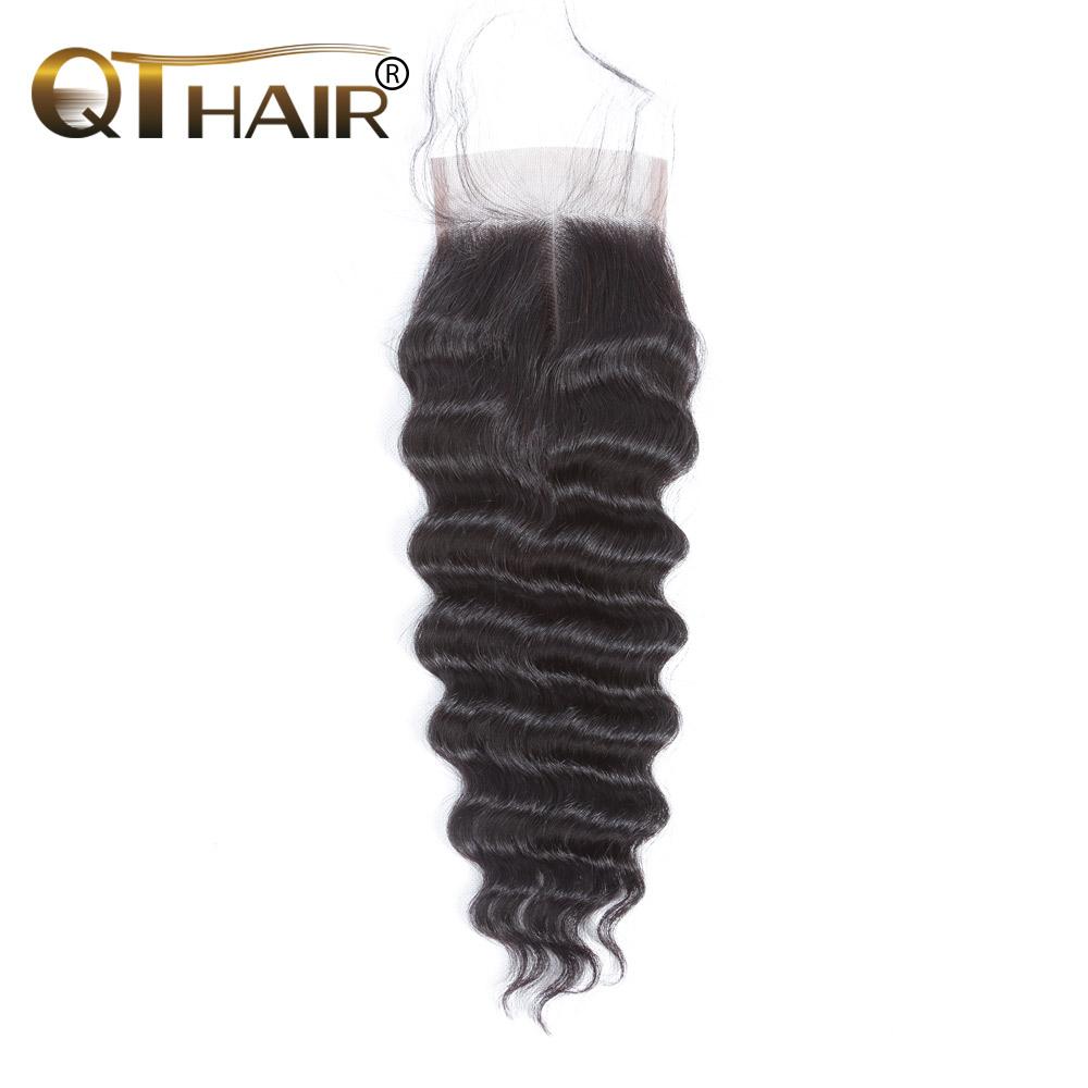 Peruvian Human Hair Loose Deep Wave 3 Bundles with 4x4 Lace Closure