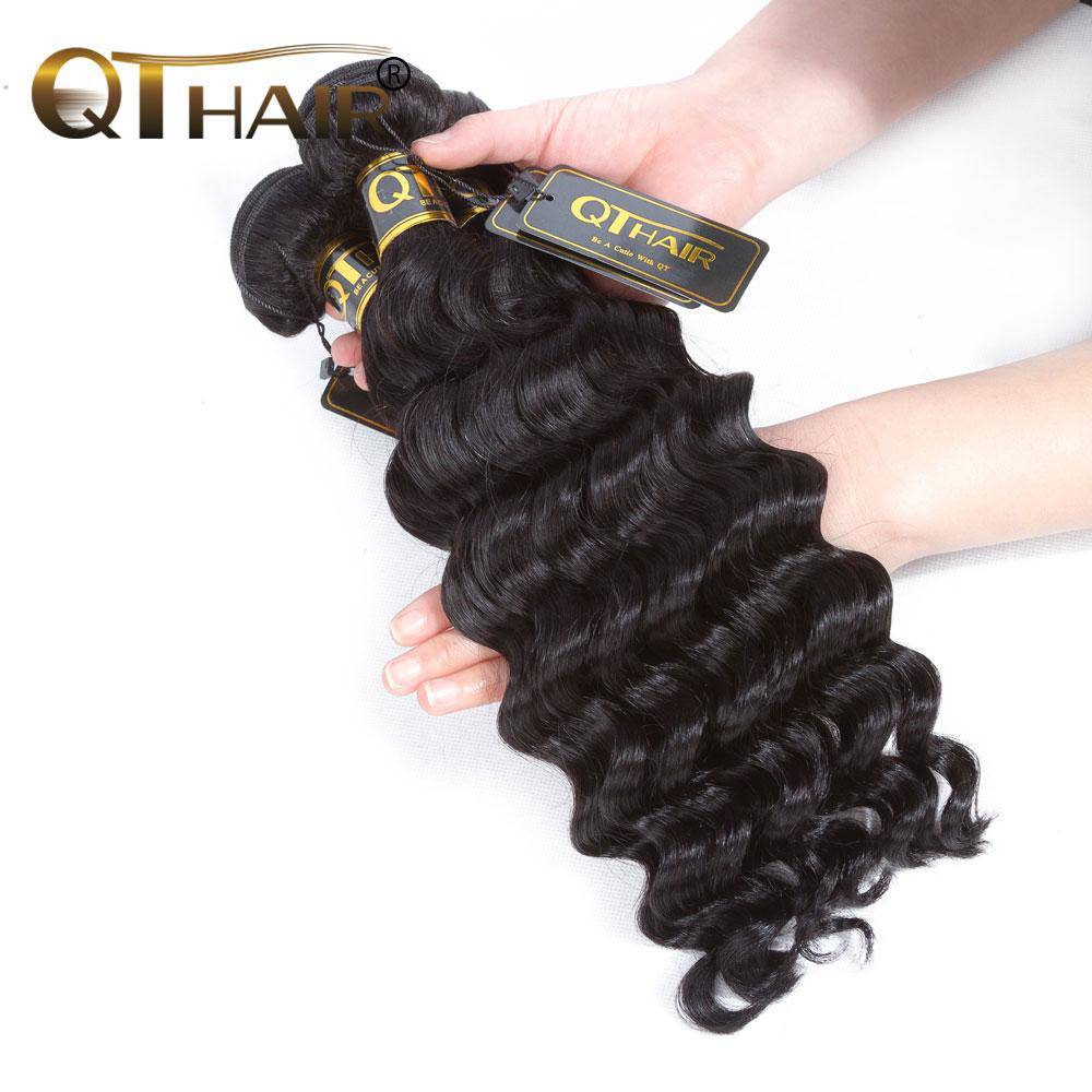 Indian Loose Deep Wave Virgin Hair Lace Frontal Closure With 3Bundles