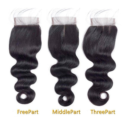 Peruvian Body Wave 100% Virgin Human Hair 4 Bundles with Lace Closure Pre Plucked