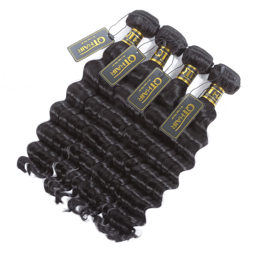 Brazilian Virgin Human Hair 4 Bundles Loose Deep Wave with 4x4 Lace Closure