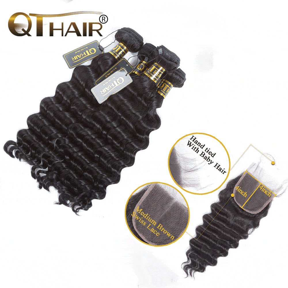 Loose Deep Wave Bundles With Closure Malaysian Hair 4 Bundles With Closure Remy Human Hair