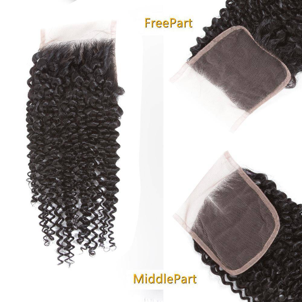 Brazilian Curly Virgin Hair Weave 4 Bundles with 4X4 Lace Closure Human Hair