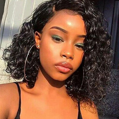 Water Wave Short Bob Wig Human Hair Wigs 13X4 HD Transparent Blunt Cut Short Bob Lace Front Wigs