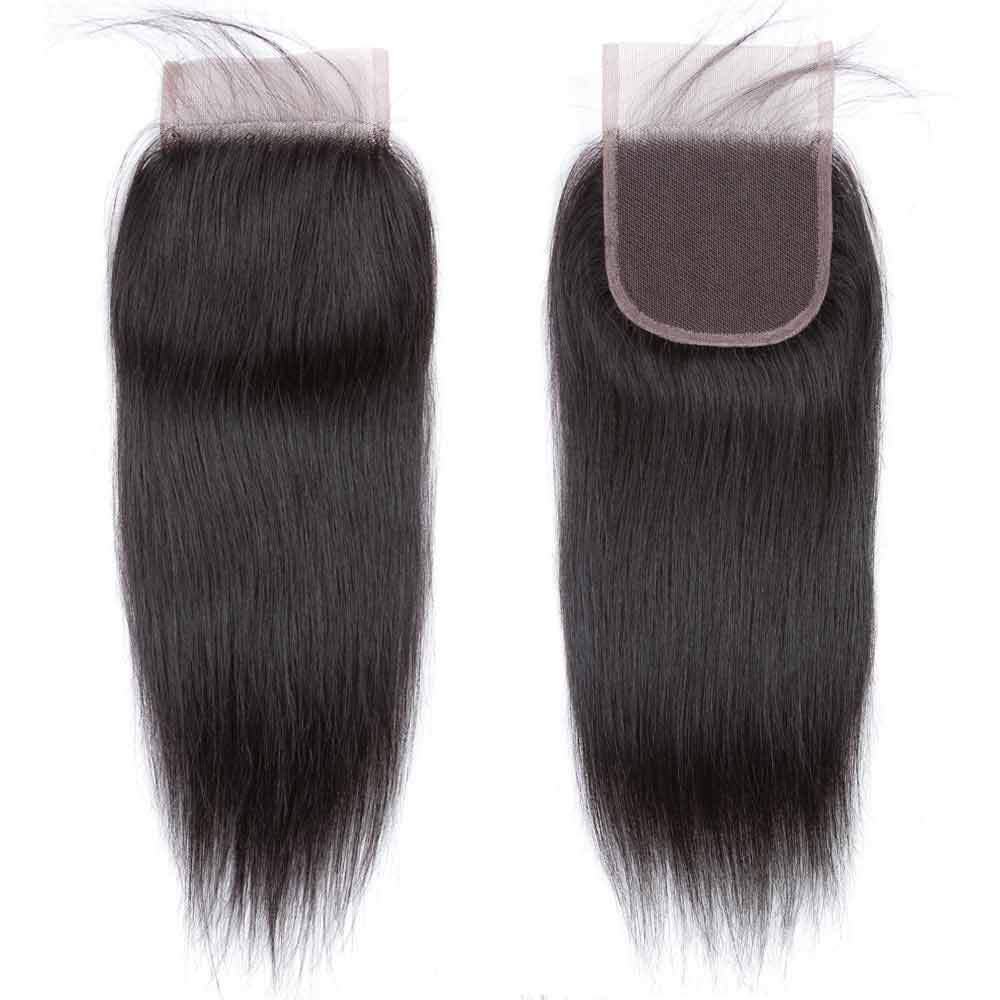 Peruvian Virgin Human Hair 3 Bundles Straight Hair with 4*4 Lace Closure with Baby Hair