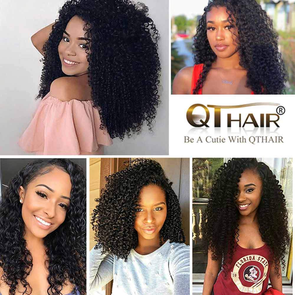 QT Hair Brazilian Jerry Curly Virgin Human Hair Bundles with Lace Closure or Frontal