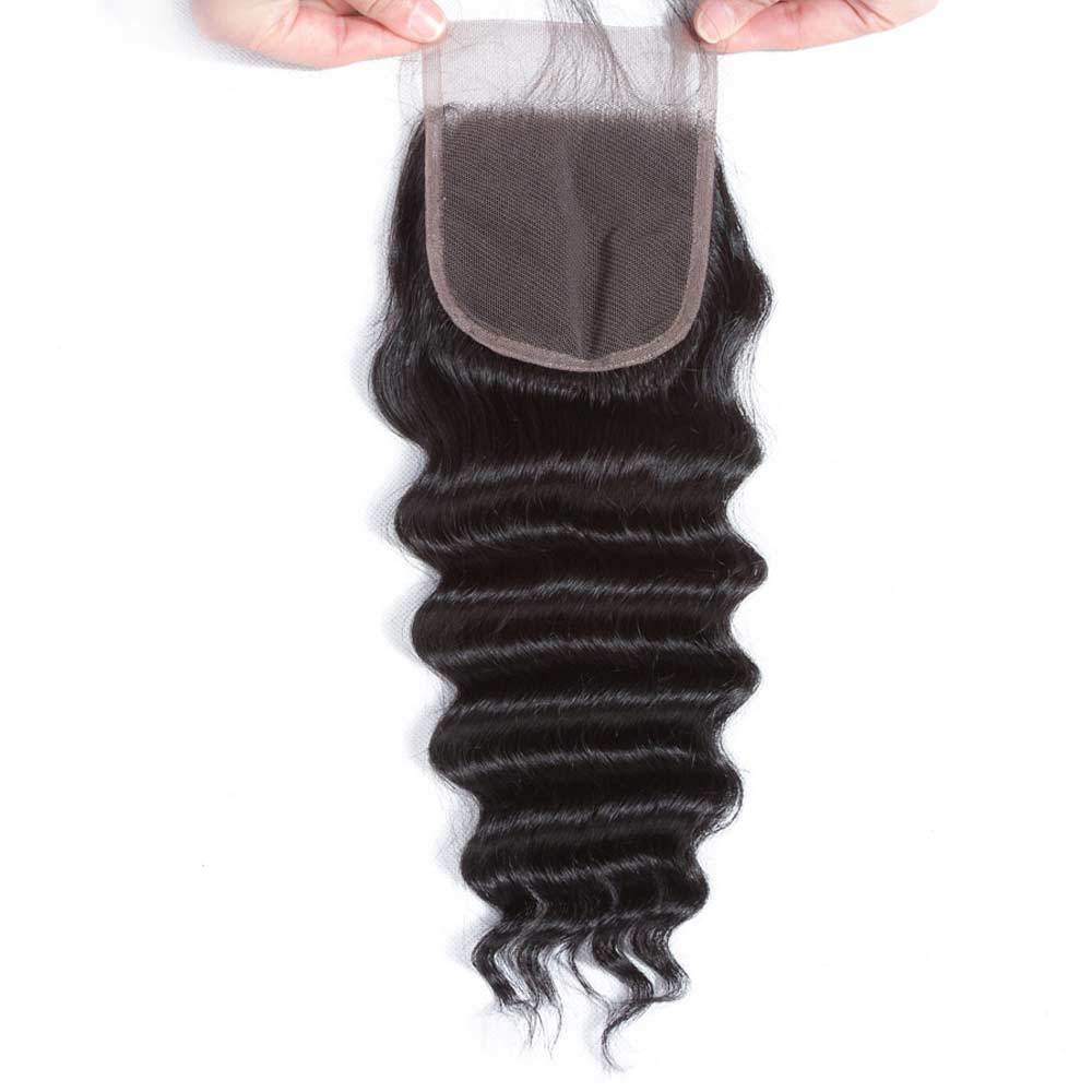 QT Hair Brazilian Loose Deep Wave Human Hair Bundles with Swiss Lace Closure