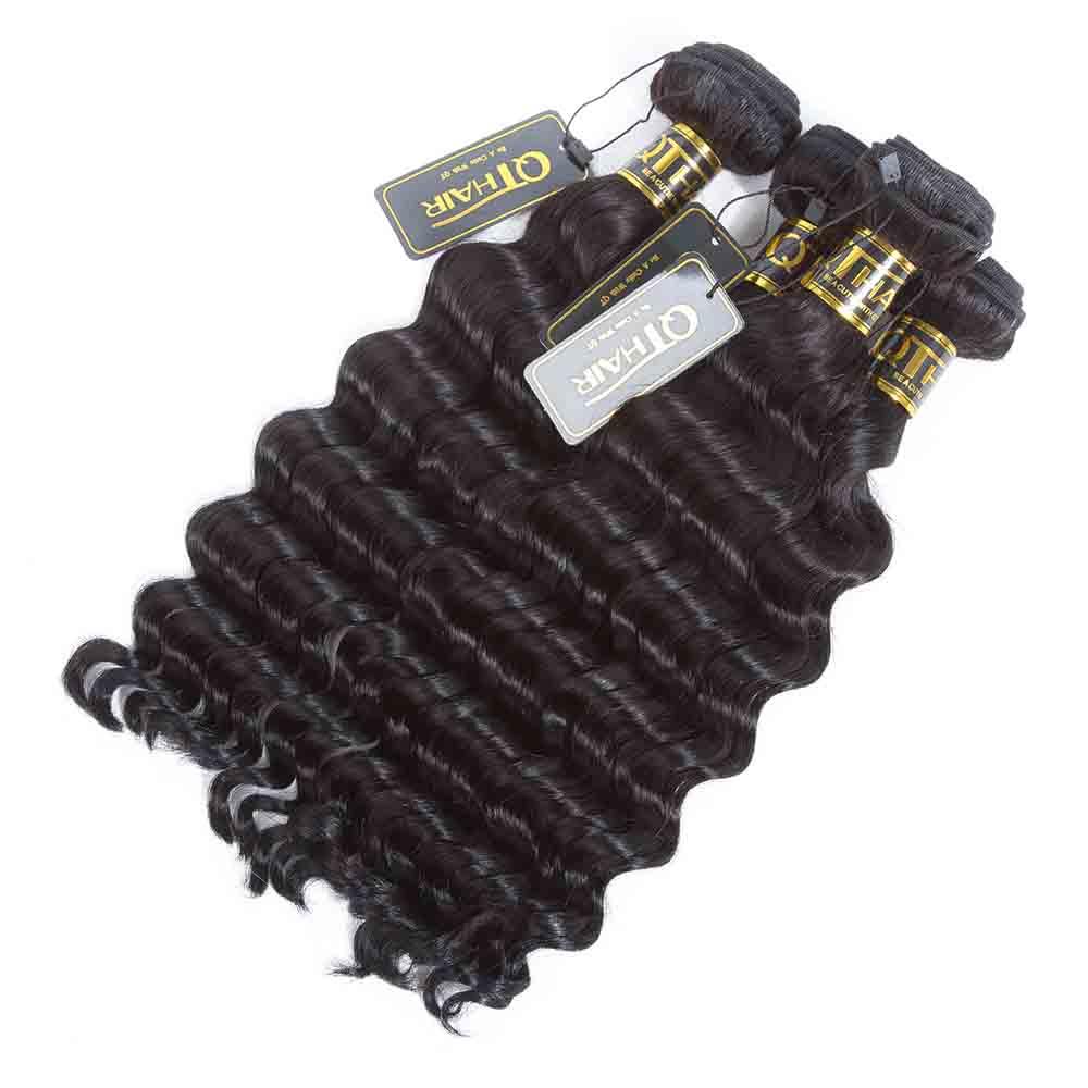Loose Deep Wave 3 Bundles with Lace Frontal Virgin Human Hair Extensions