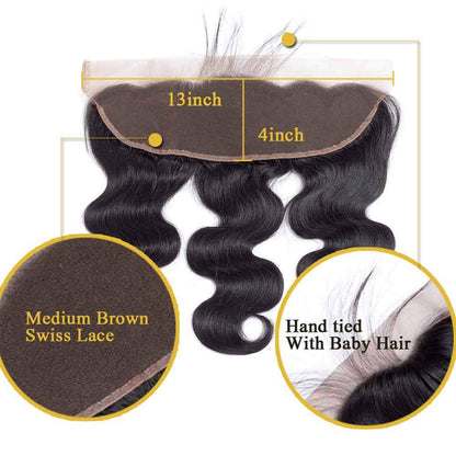 QT 14A Body Wave Human Hair Bundles with 13x4 Lace Frontal 100% Virgin Hair Weave