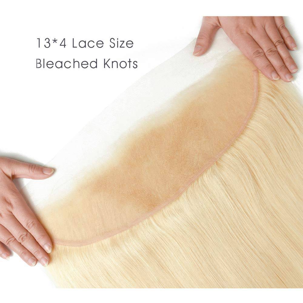 QT 14A Brazilian Human Hair #613 Blonde Straight Hair with 13x4 Swiss Lace Frontal